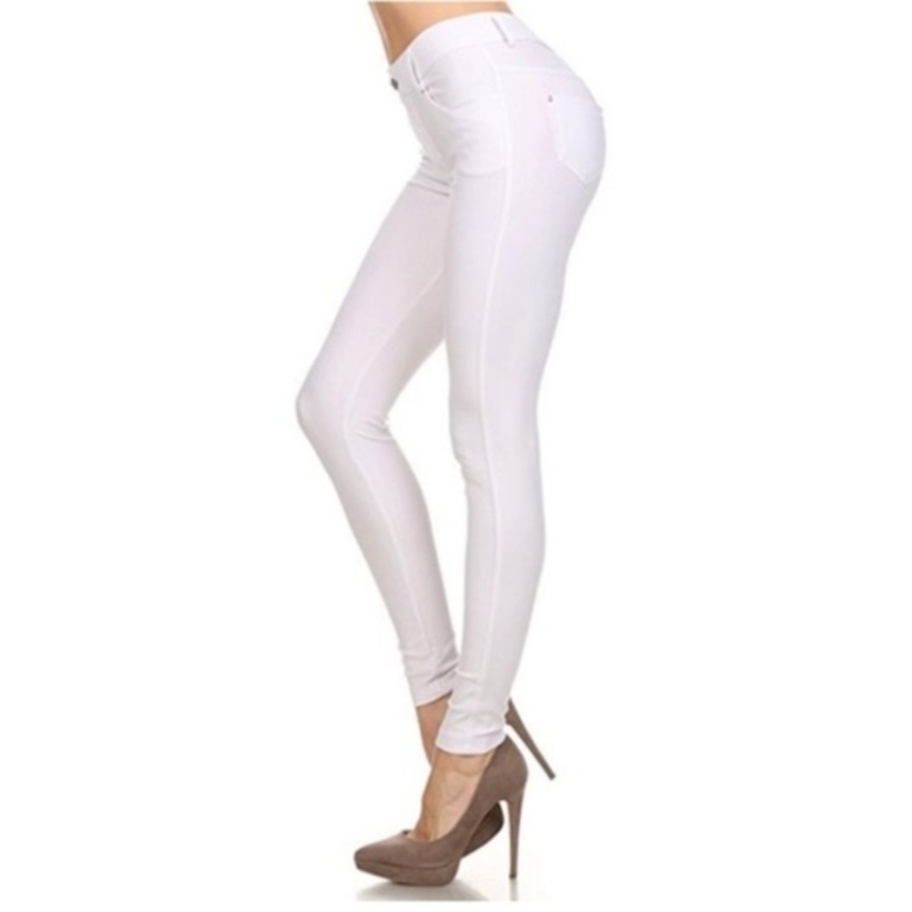 Basic White Full Length Jeggings - Picture 2 of 5